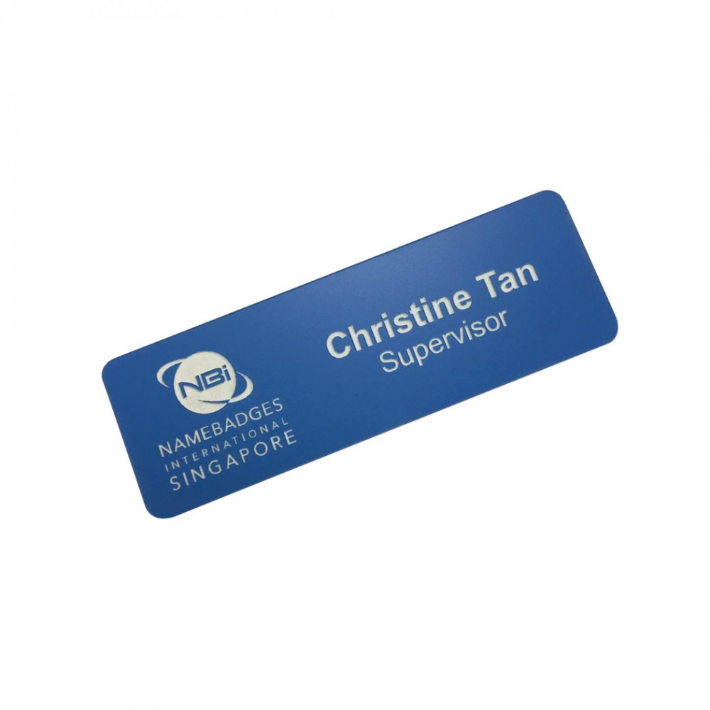 Standard Name Badge Sapphire Blue Background in Singapore Name Badges